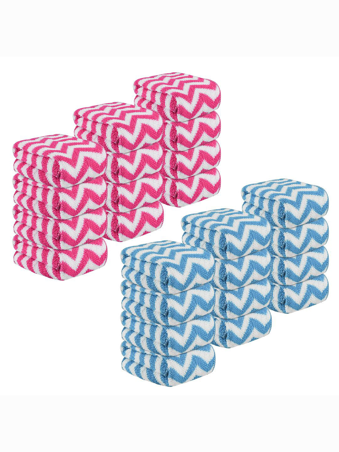 Kuber Industries Pink 24 Pieces Printed Super Absorbent 250 GSM Microfibre Face Towels