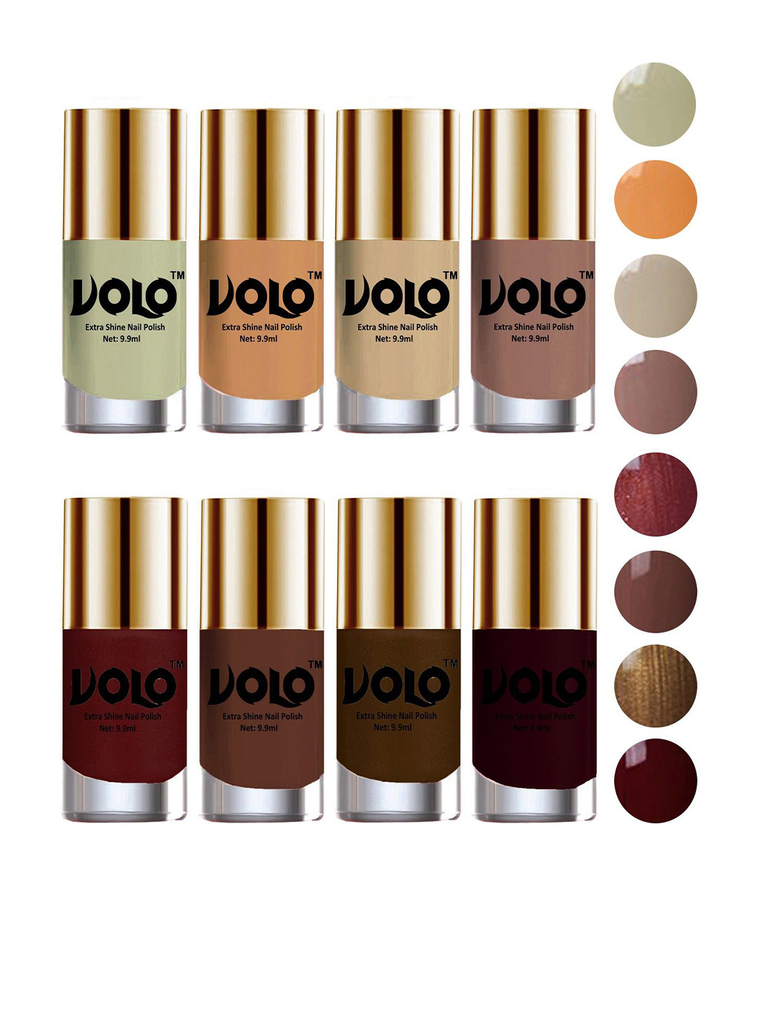 VOLO Set Of 8 Extra Shine Nail Polish-9.9ml Each- Combo-No-35