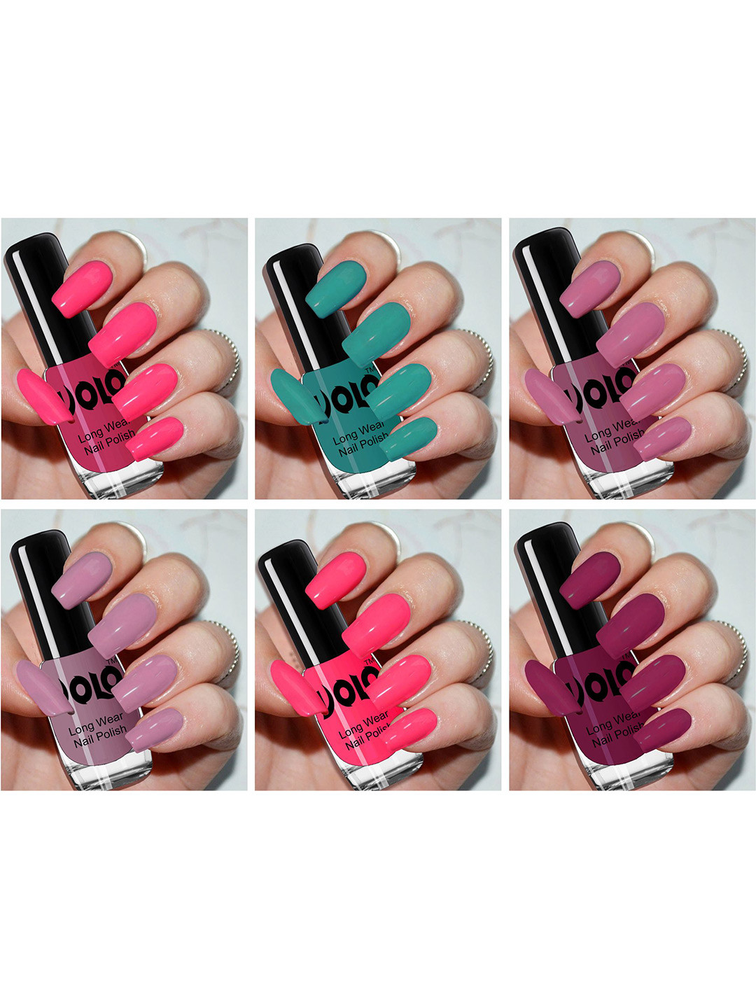 VOLO Set of 6 Color Rich Toxic Free Perfection Shine Nail Polish-5ml Each-VT-070