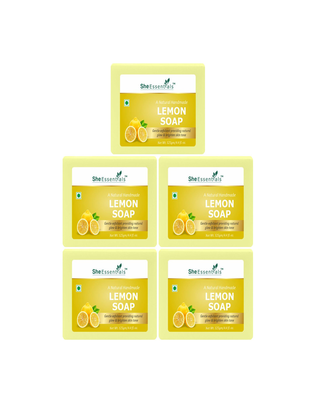 She Essentials Set Of 5 Natural Lemon Soap - 125 g Each