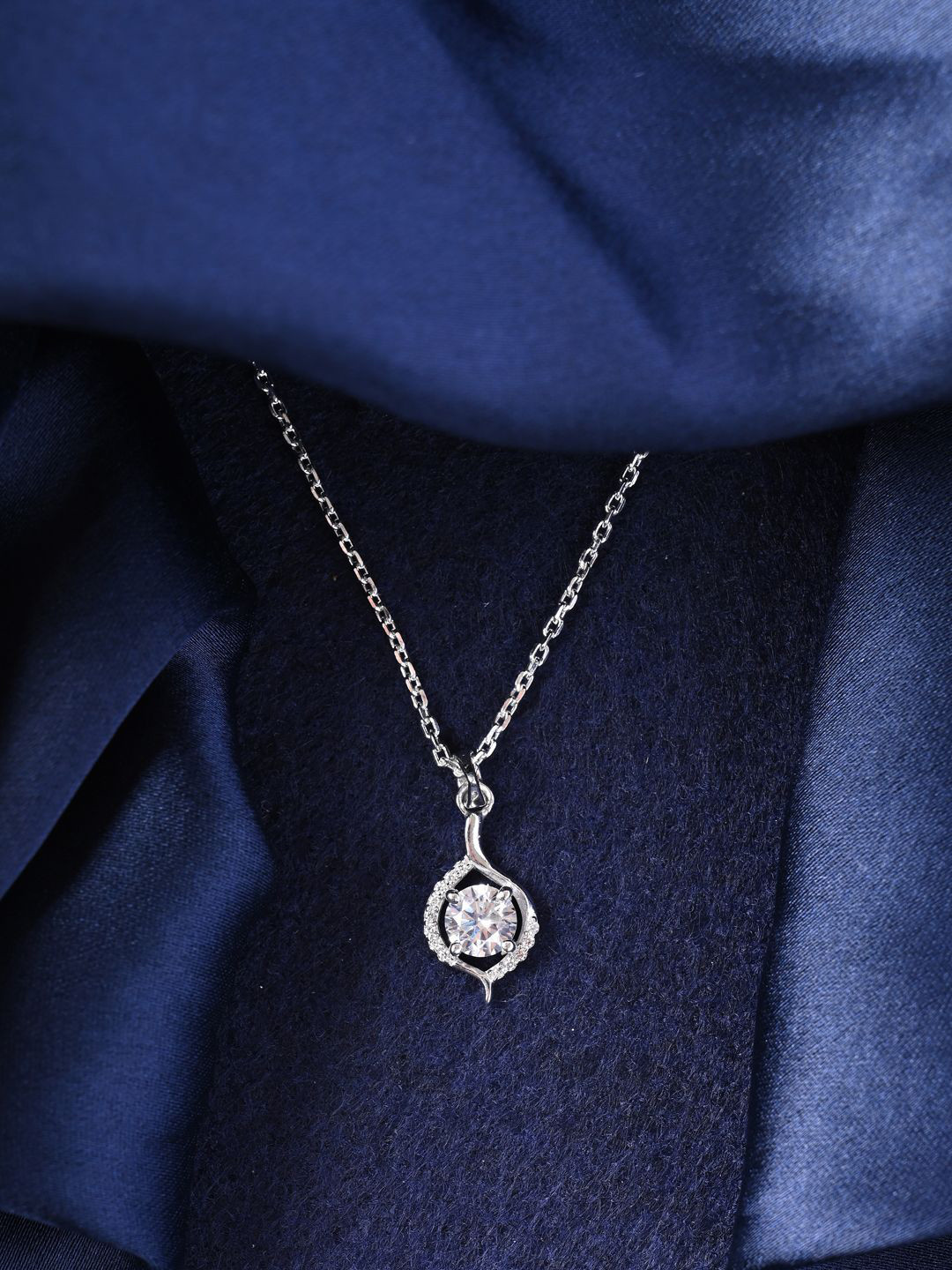 Clara 929 Sterling Silver Rhodium-Plated Contemporary Pendants With Chains