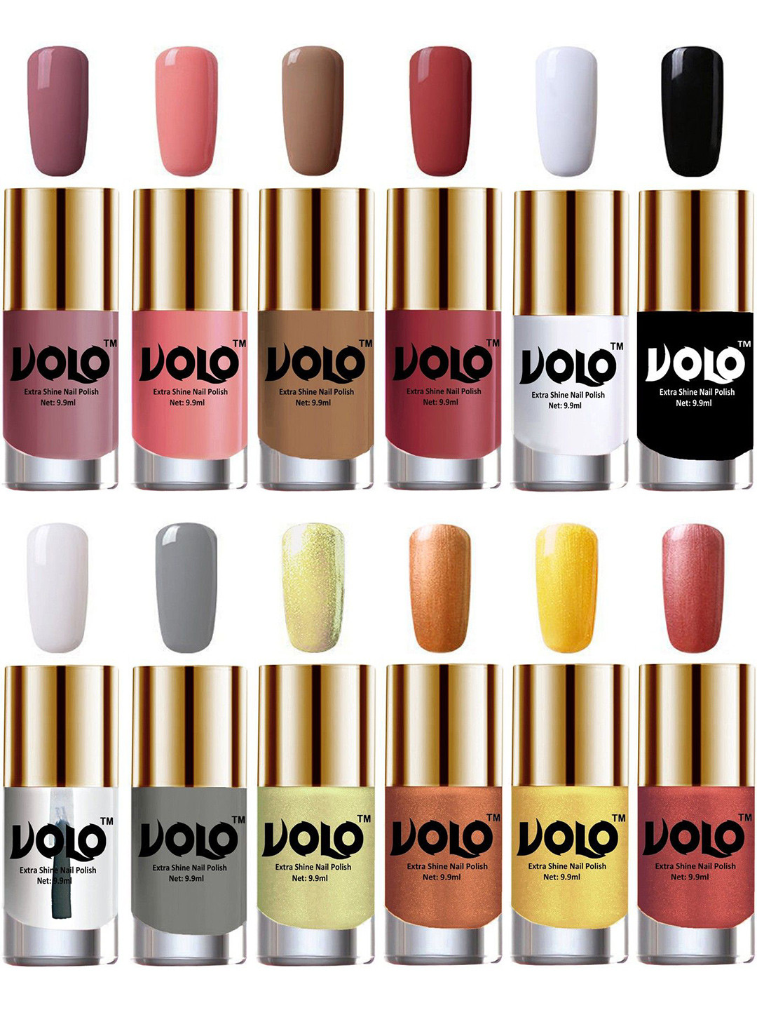 VOLO Set of 12 Luxury Super Shine Vibrant Shades Nail Polish-9ml Each-Combo No-247