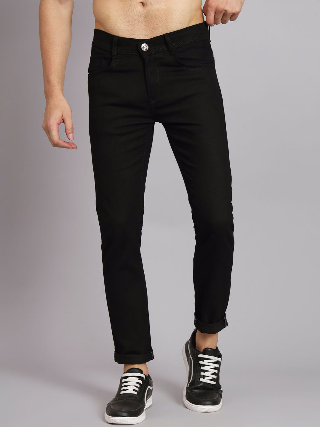 LINARIA Men Solid Classic Slash Knee Regular Fit Jeans