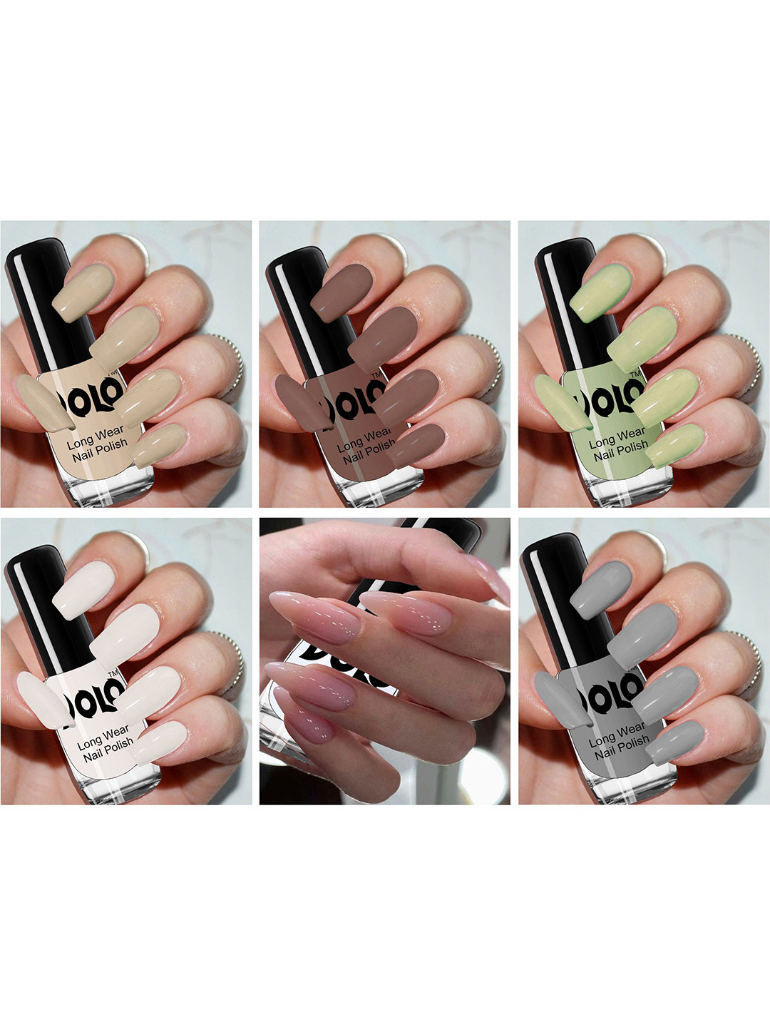 VOLO Set of 6 Color Rich Toxic Free Perfection Shine Nail Polish-5ml Each-VT-069