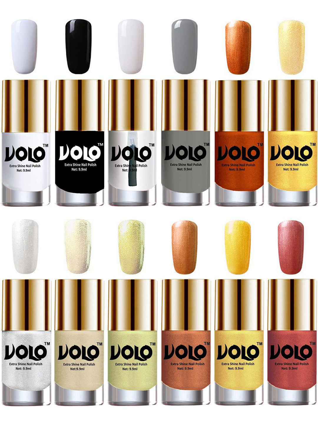 VOLO Set Of 12 Super Shine Nail Polish-9.9 ml Each Shade Combo No-347