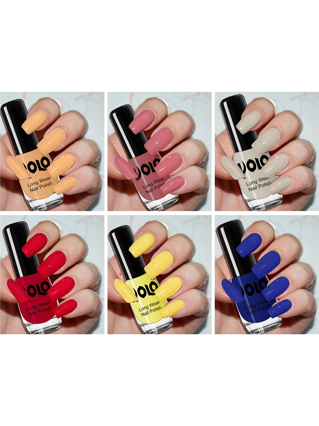 VOLO Set Of 6 Long Wearing Nail Polish- 5ml Each- VT-052