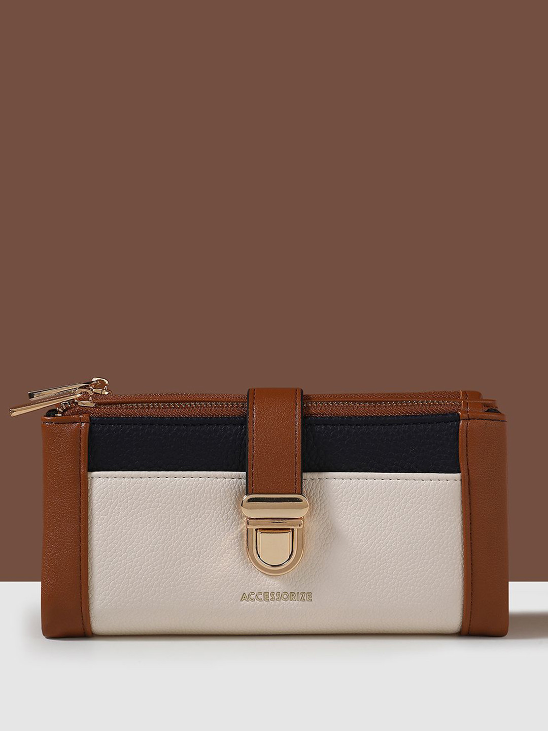 Accessorize Women Colour Block Push Lock Wallet