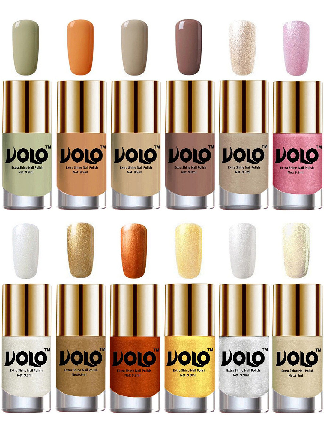 VOLO Set Of 12 Extra Shine Nail Polish 9.9 ml Each Combo 94