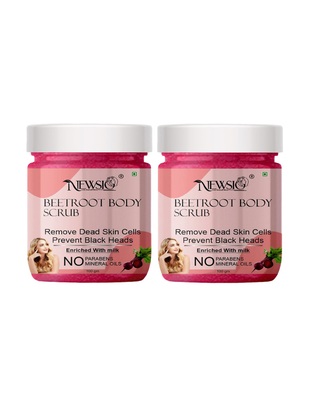 Newsio Set Of 2 Beetroot Body Scrub - 100g Each