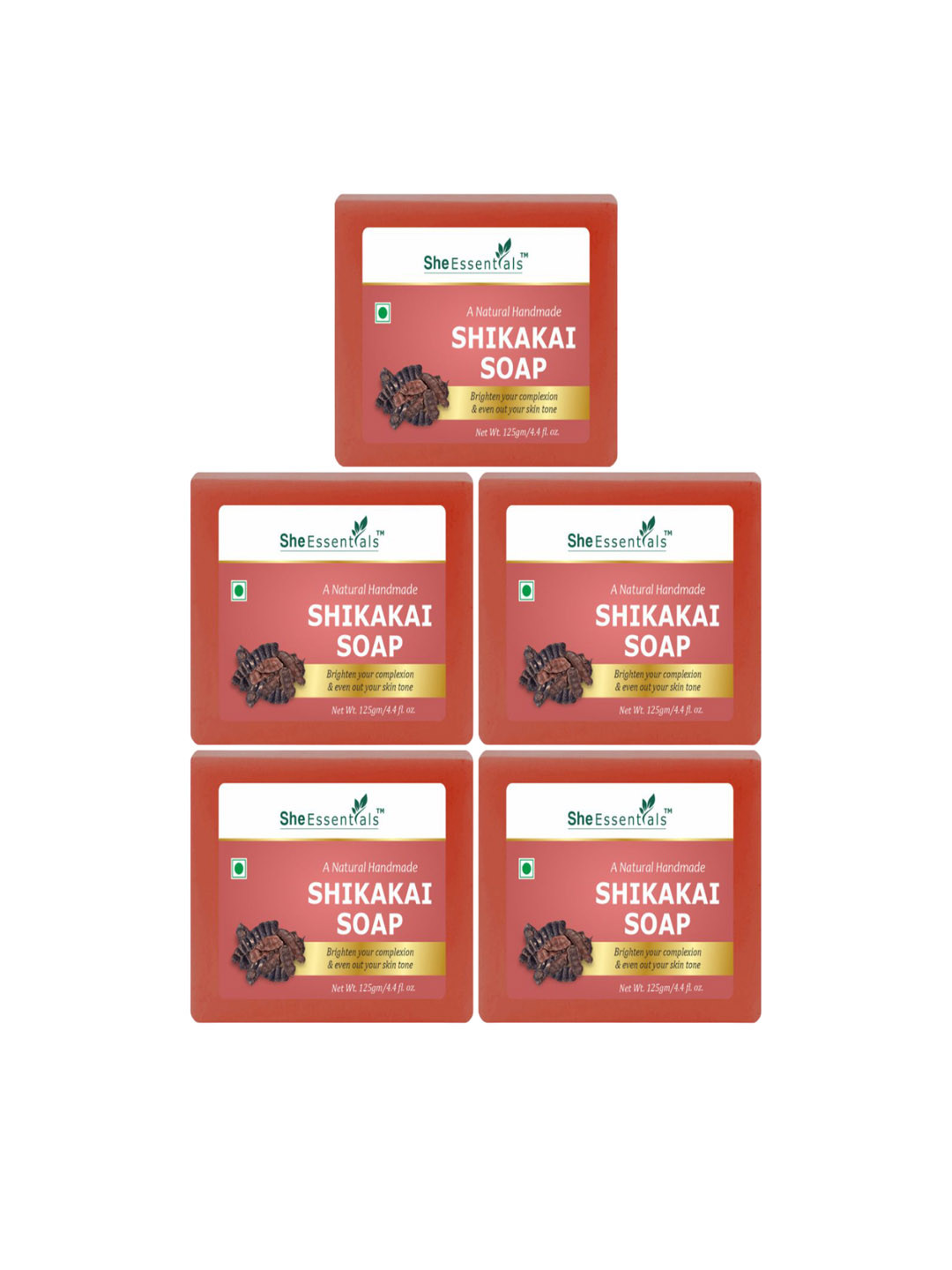 She Essentials Set Of 5 Natural Shikakai Bath Soap - 125 g Each