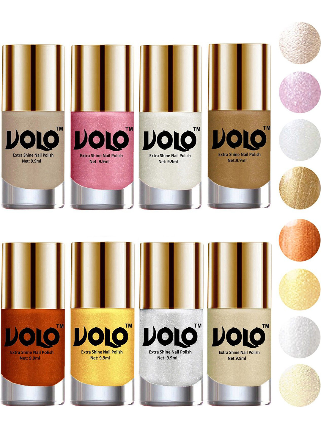 VOLO Set Of 8 High-Shine Long Lasting Nail Polish - 9.9 ml Each- Combo No-07