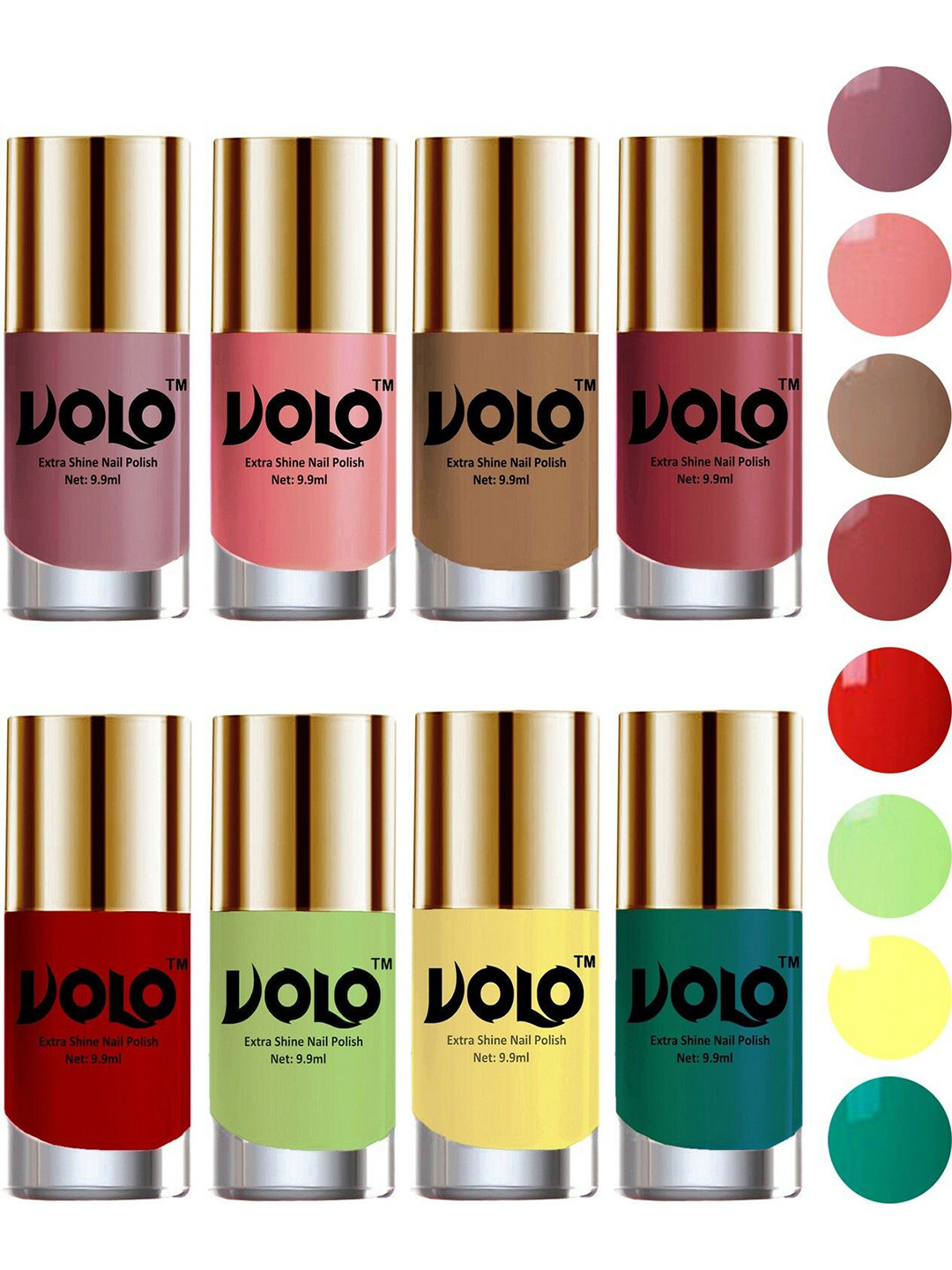 VOLO Set Of 8 Extra Shine Long Lasting Combo Nail Polish- 9.9ml Combo-No-53