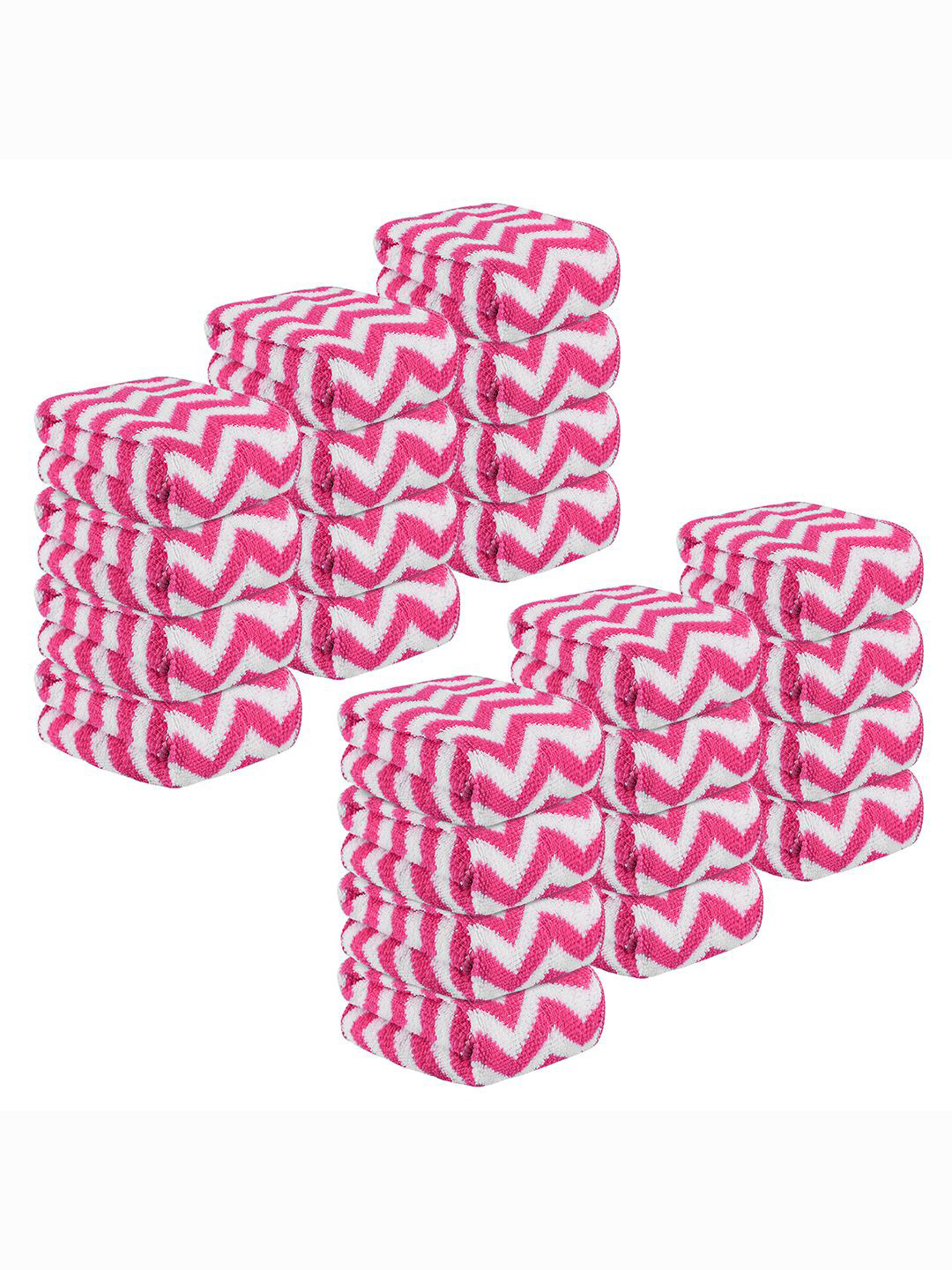 Kuber Industries Pink 24 Pieces Printed Super Absorbent 250 GSM Microfibre Face Towels