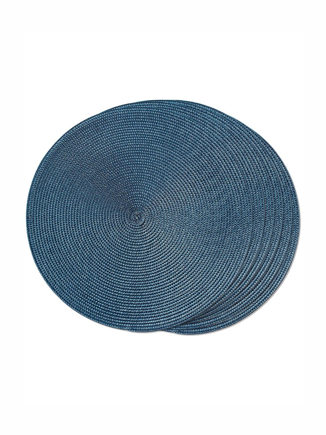 TIED RIBBONS Blue 6 Pieces Textured Round Table Placemats