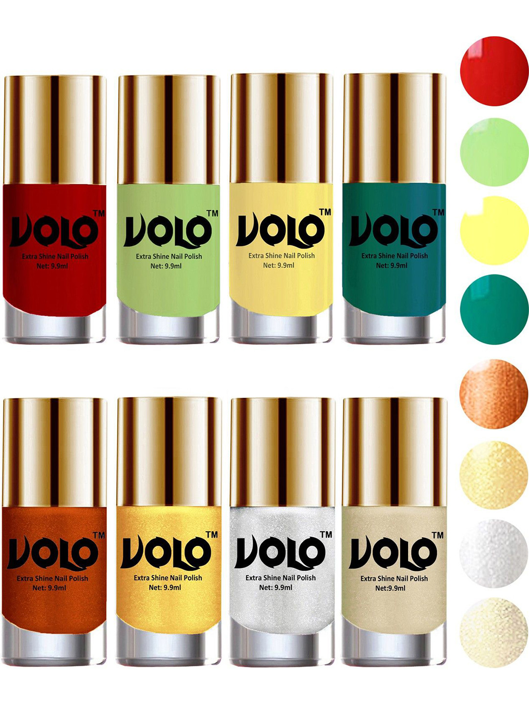 VOLO Set of 8 High-Shine Long Lasting Professional Nail Polish- 9.9ml Each- Combo-No.68