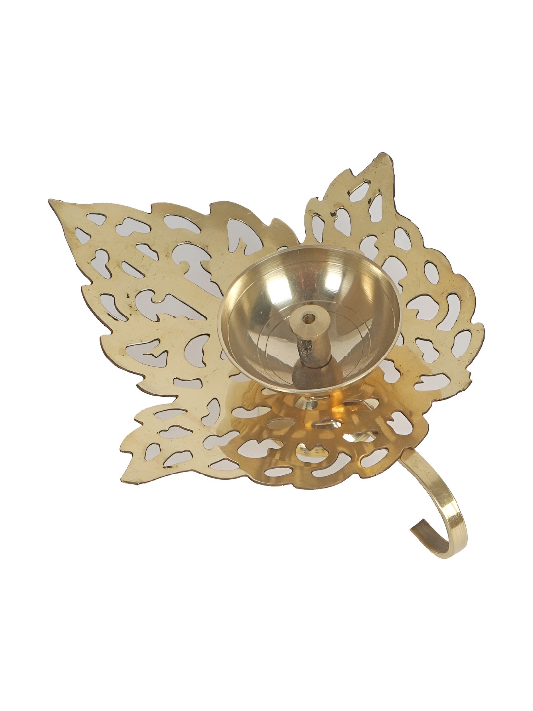 Amaya Decors Gold-Toned Leaf-Shaped Brass Dia With Handle