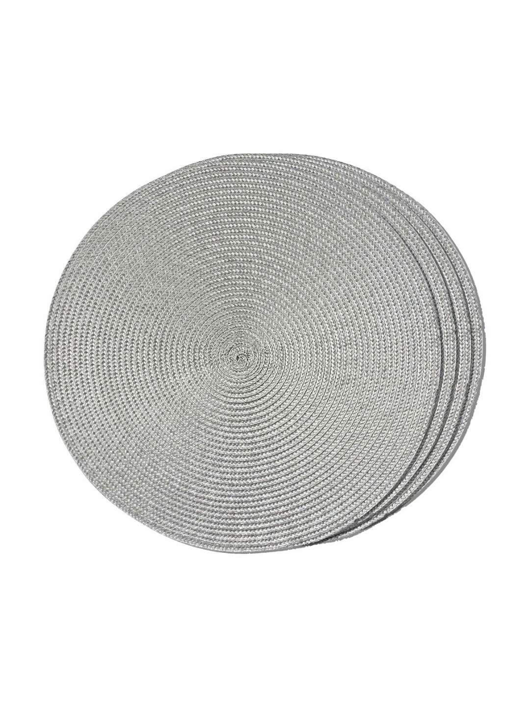 TIED RIBBONS Grey 4 Pieces Textured Round Shape Table Placemats