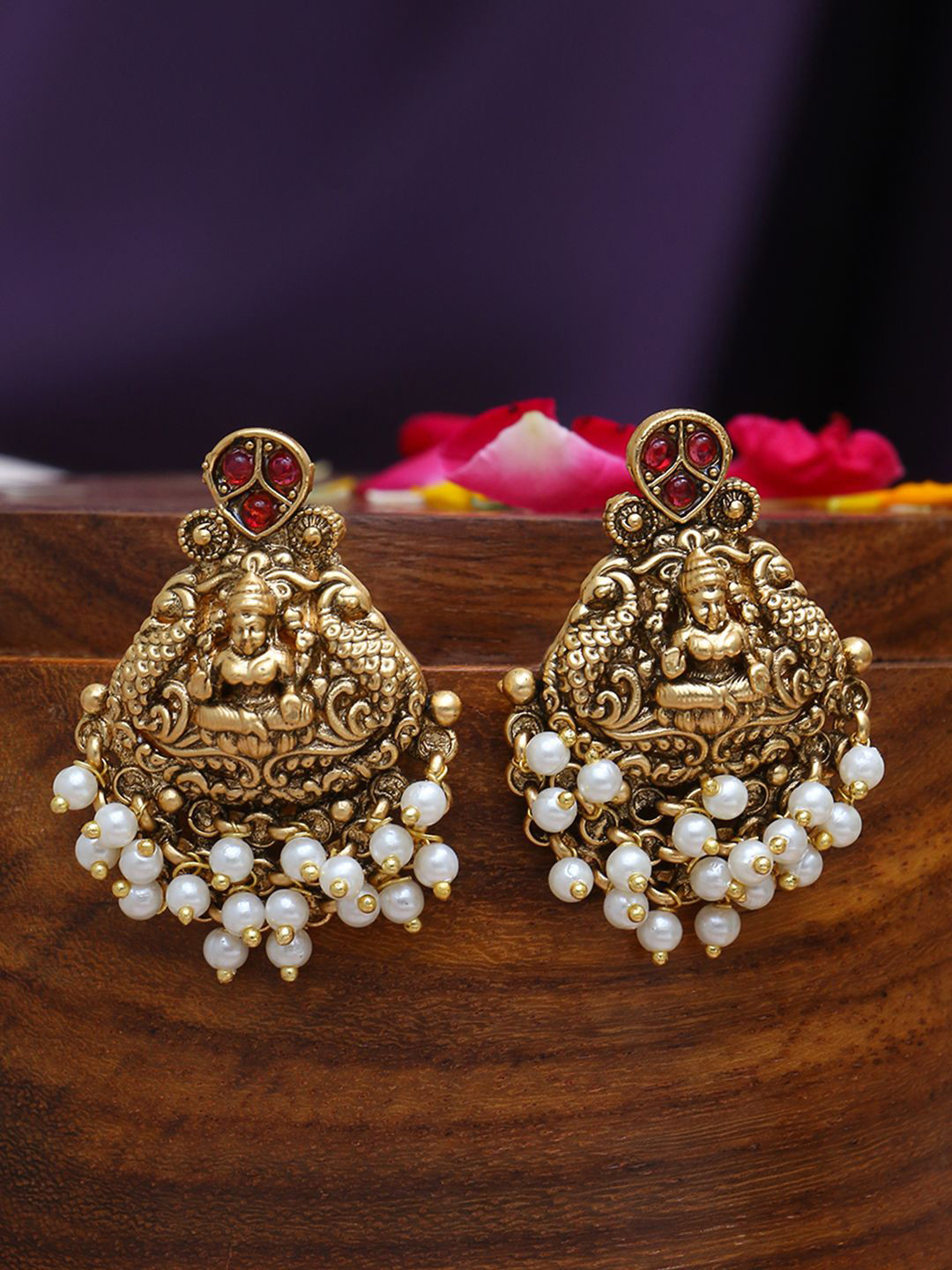 Anouk Gold-Plated Copper Classic Artificial Stone Studded Drop Earrings