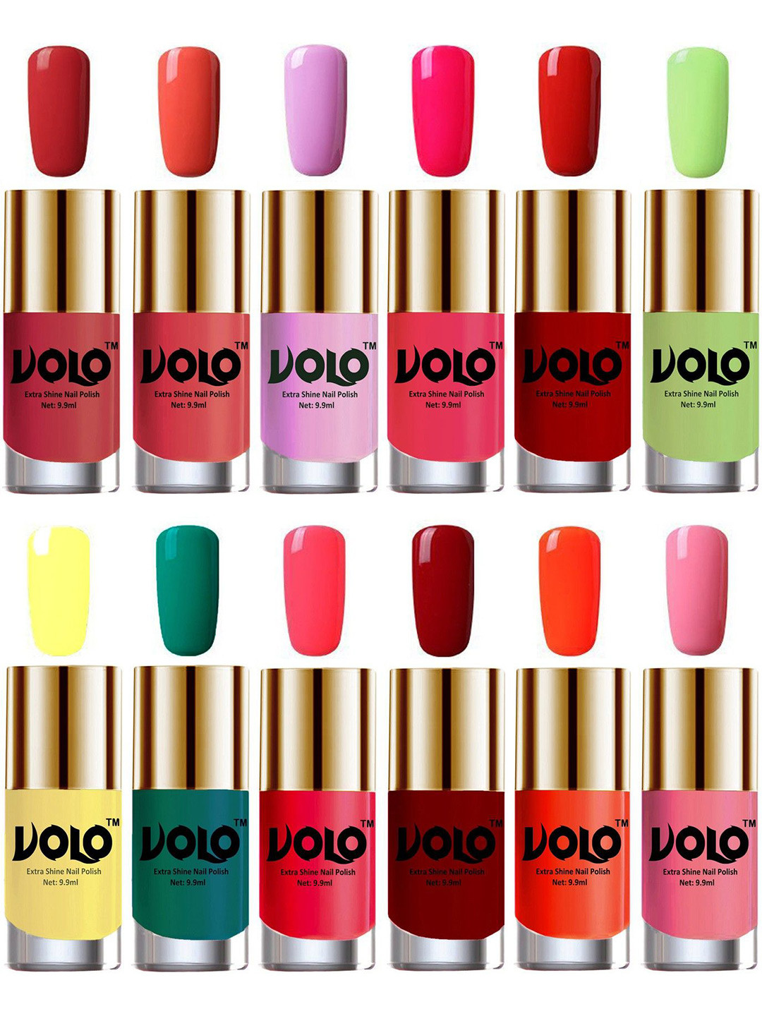 VOLO Set Of 12 Luxury Super Shine Vibrant Shades Nail Polish-9ml Each-Combo No-270