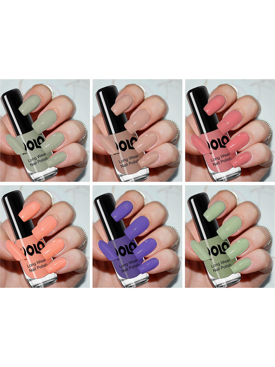 VOLO Set Of 6 Color Rich Toxic Free Perfection Shine Nail Polish - 5 ml Each- VT-011
