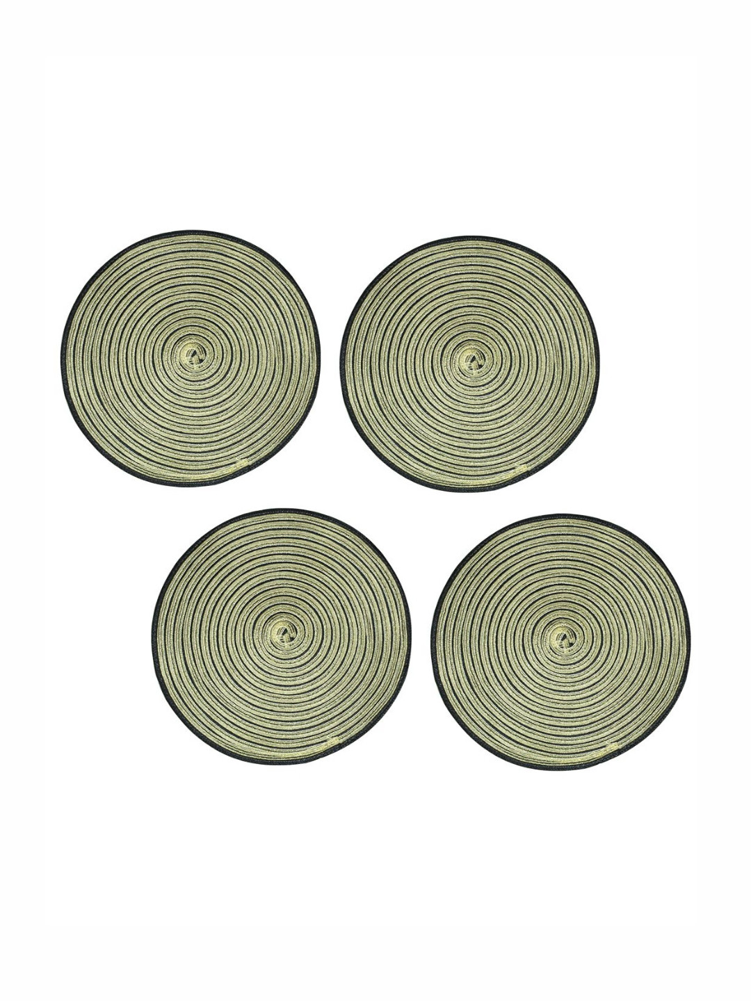 TIED RIBBONS Green & White 4 Pieces Round Table Placemats