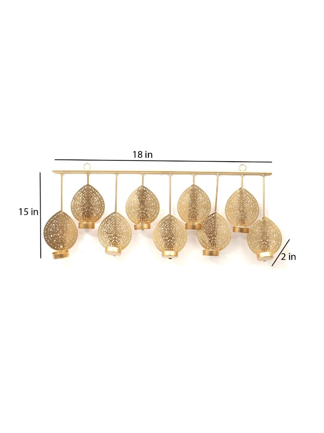 Amaya Decors Gold-Toned 3 Pieces Hanging Wall Leaf Etching Tealight Candle Holders