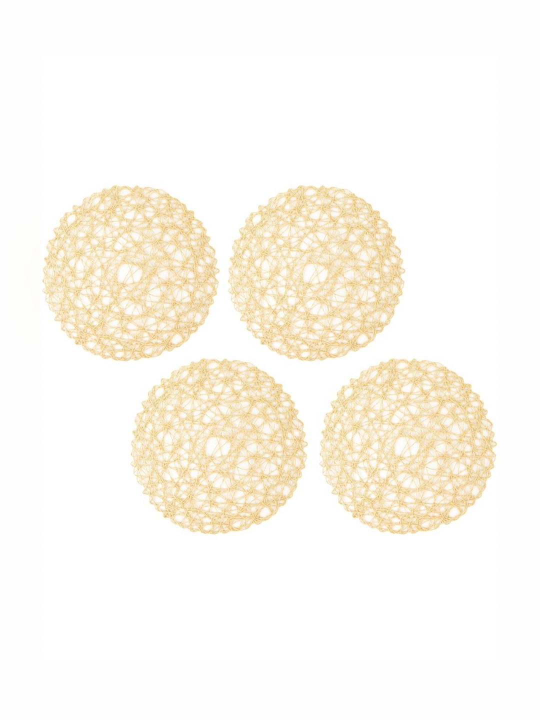 TIED RIBBONS Yellow 4 Pieces Textured Round Table Placemats