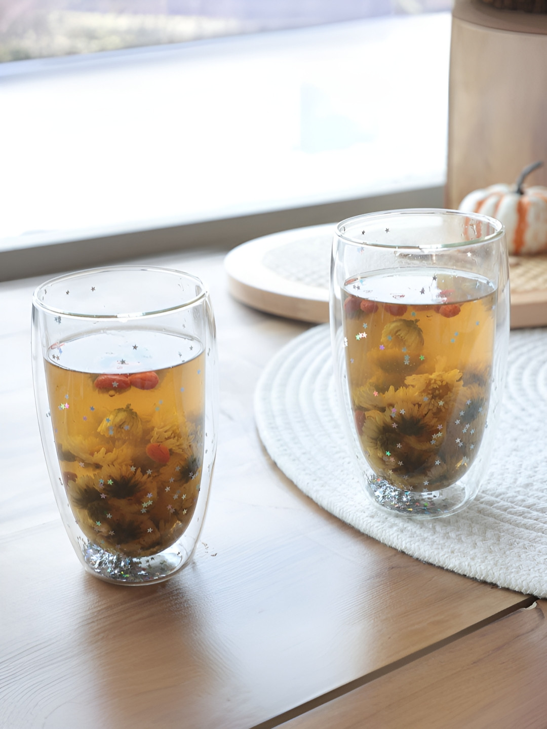 The Better Home Transparent 2 Pieces Borosilicate Glass Doubled Water Glass 450 ml Each