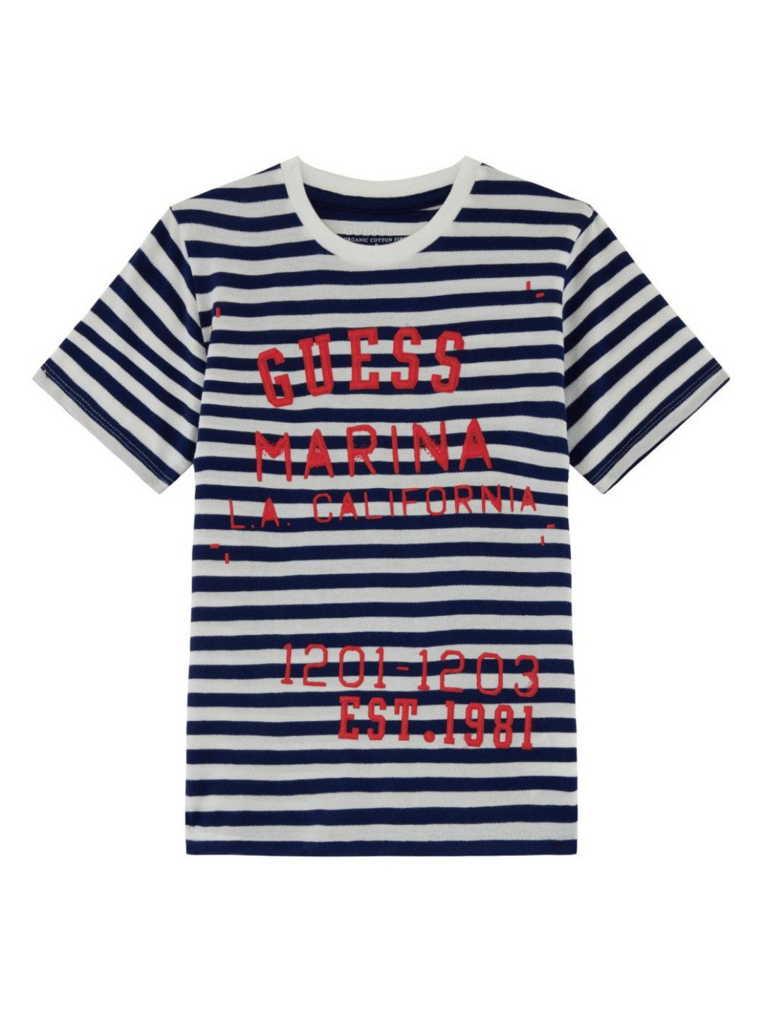 GUESS kids Boys Striped Round Neck Cotton T-shirt