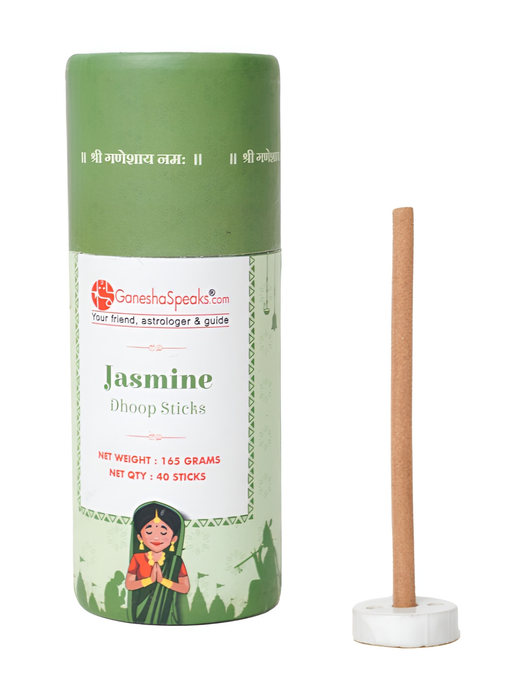 GaneshaSpeaks Green Jasmine Wooden Powder Pooja Dhoop Dani Stick