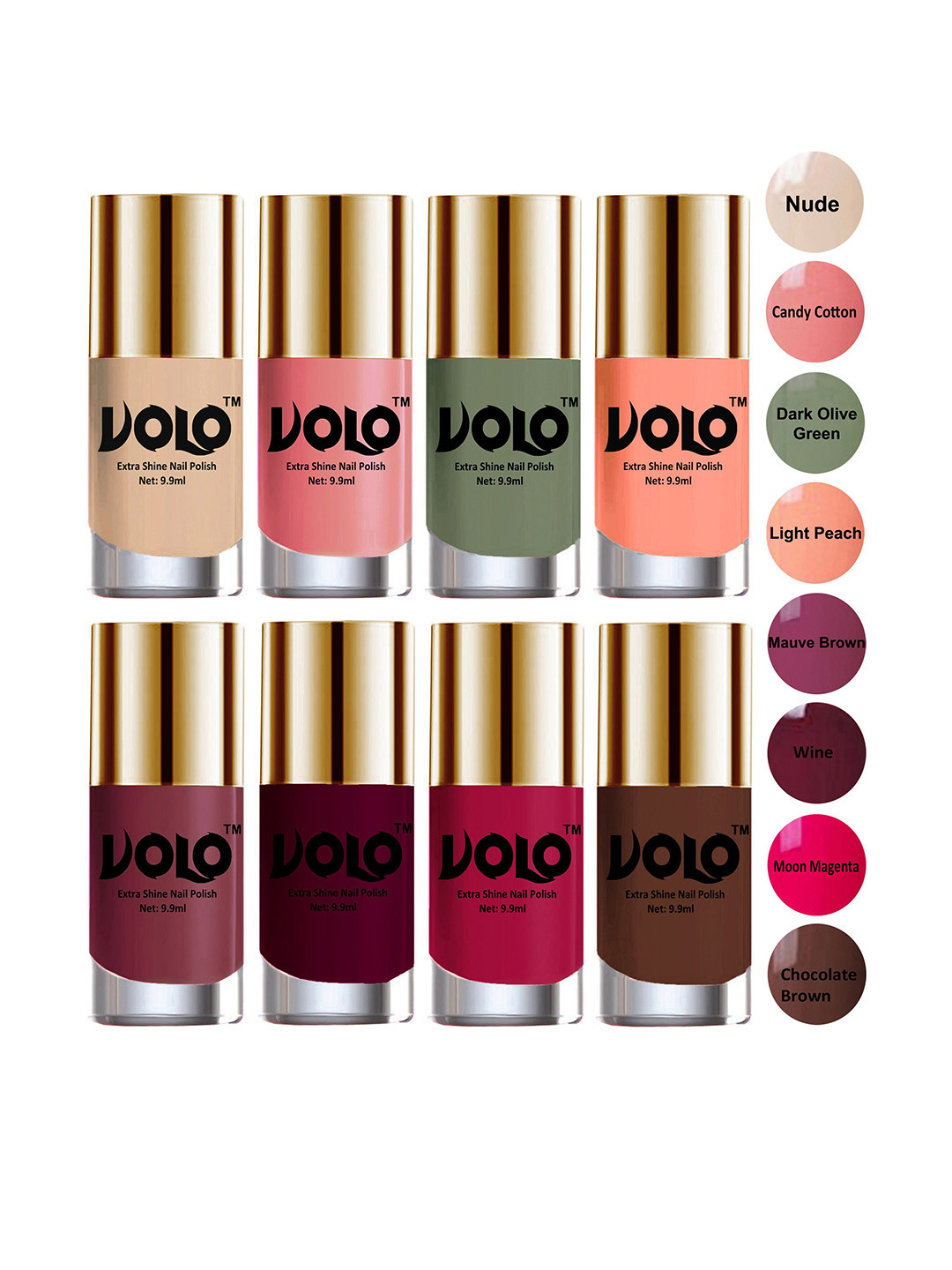 VOLO  Set Of 8 New Look Nail Polish Combo- 9.9 Each-  Combo No.42