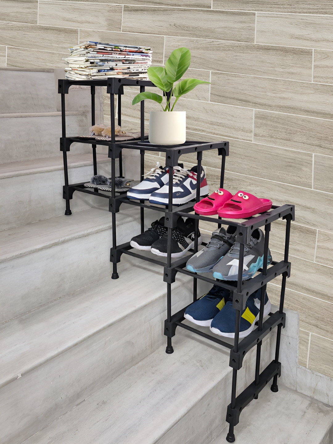 Urban Choice 3 Layered Black Metal Stair Rack