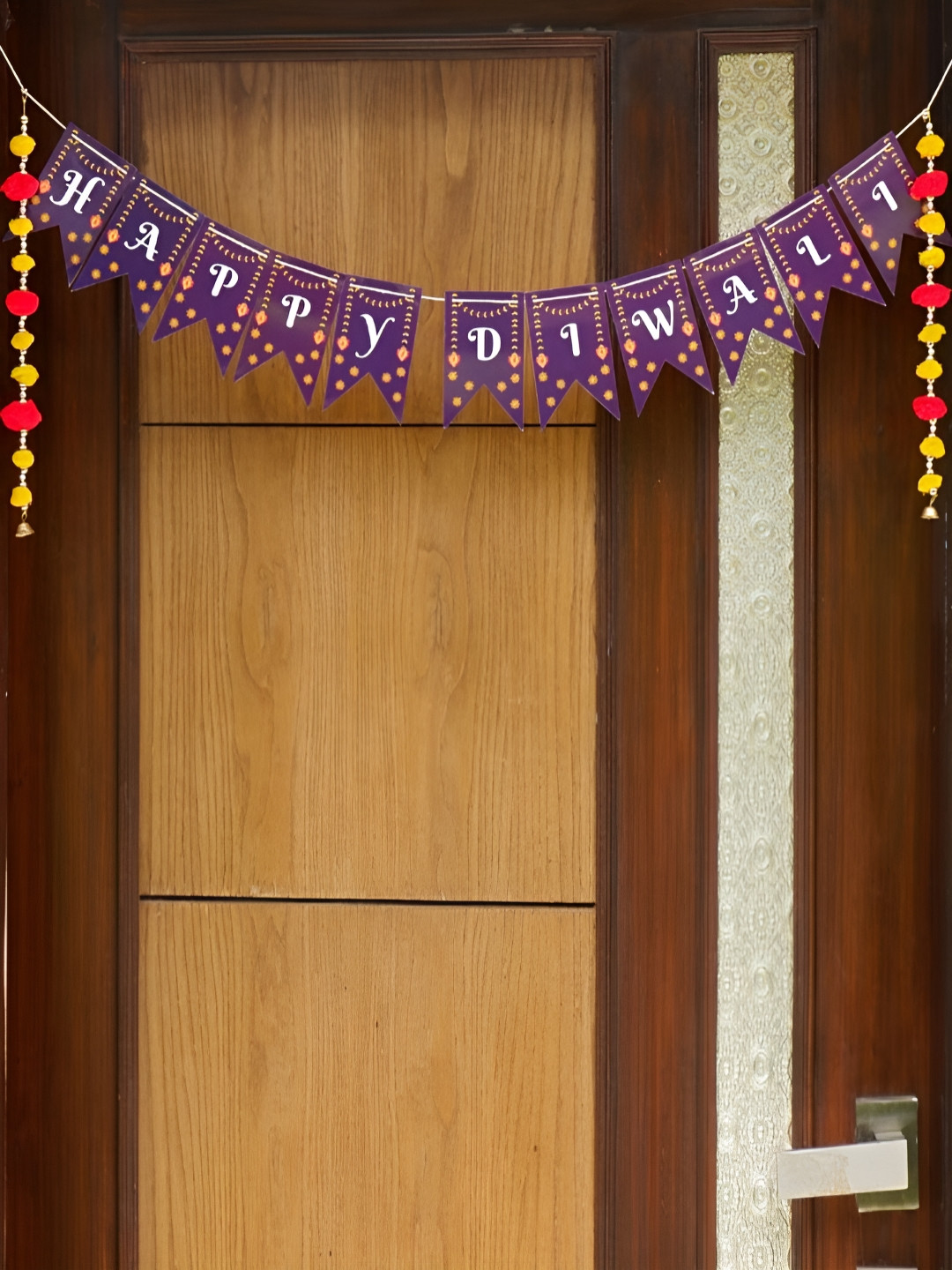 Indigifts Purple & White Printed Happy Diwali Art Door Bandarwal Toran