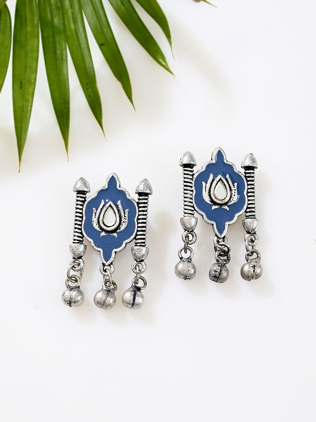 Sangria Indigo Affair Antique Inspired Silver-Plated Studs