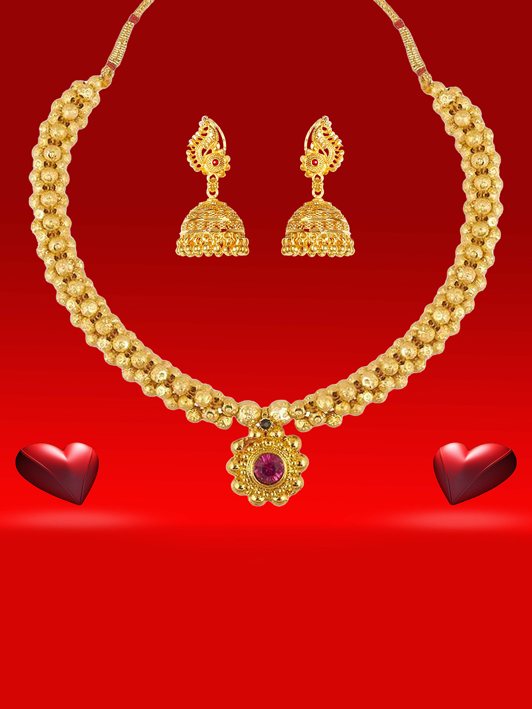 Heer Collection Gold Plated Stone Studded Antique Choker Set
