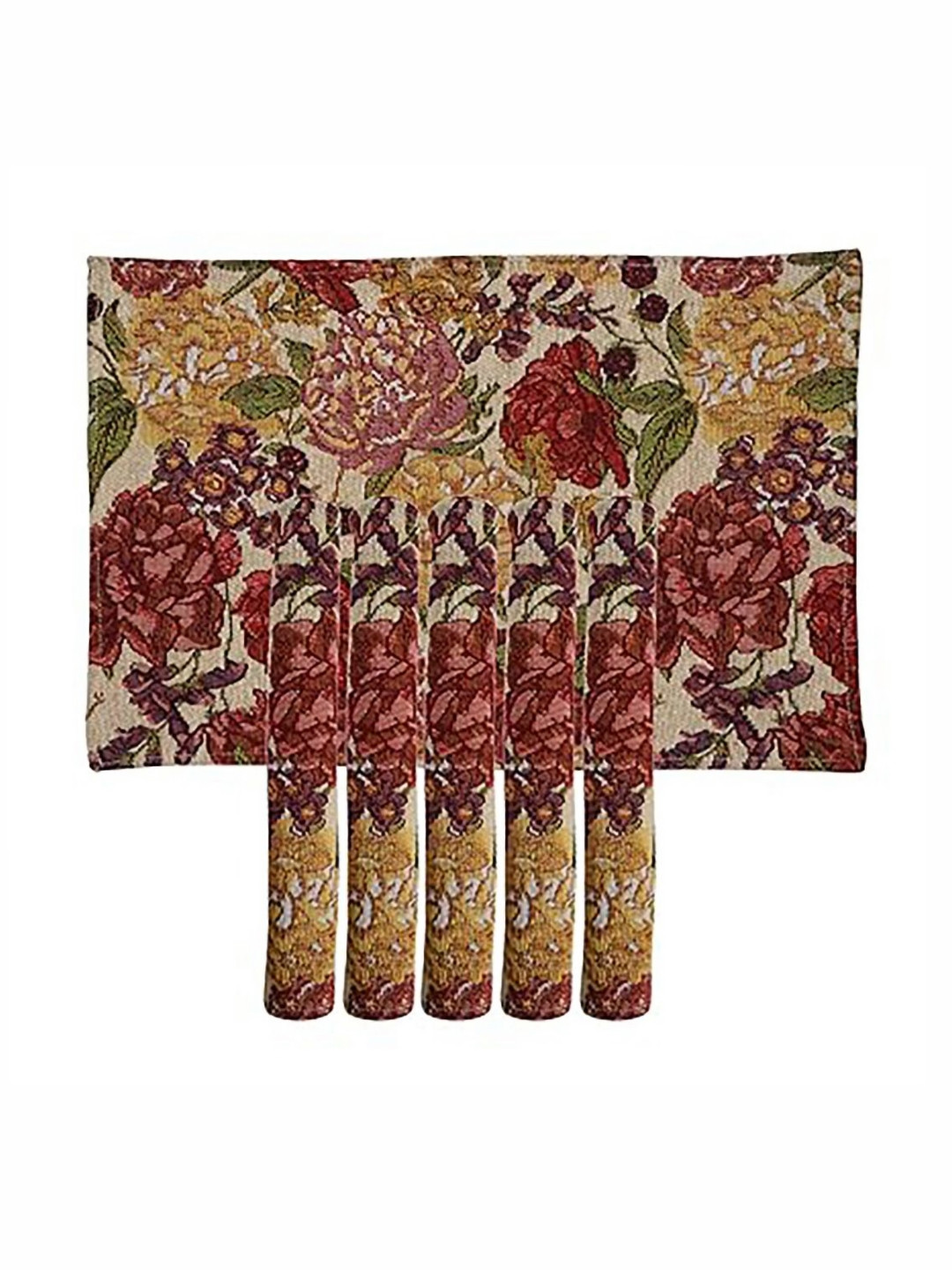 PRAKARTIK  Set of 6 Red & Beige Cotton Floral Dining Table Mats