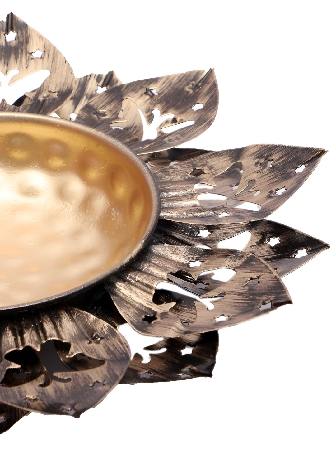 Amaya Decors Gold-Toned Flower Cut Urli Bowl