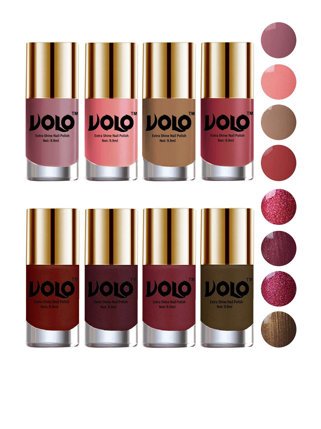 VOLO Set of 8 High-Shine Professional Nail Polish-9ml Each-Combo No-47