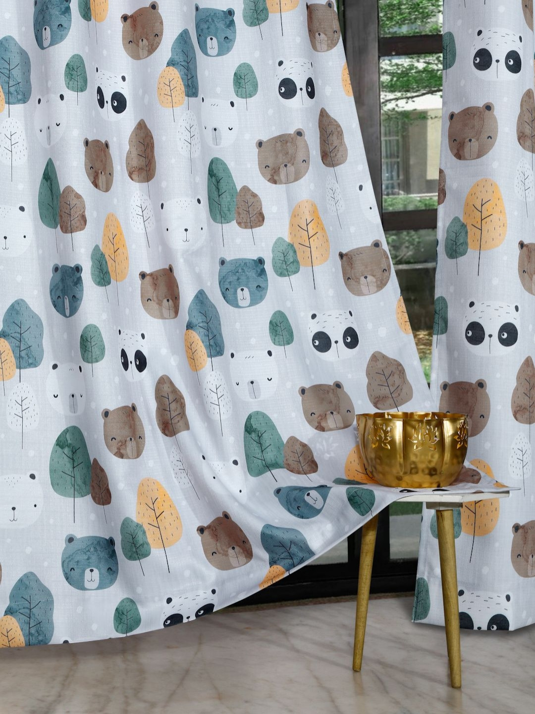 ROSARA HOME Brown Set of 2 Quirky Regular Long Door Curtains