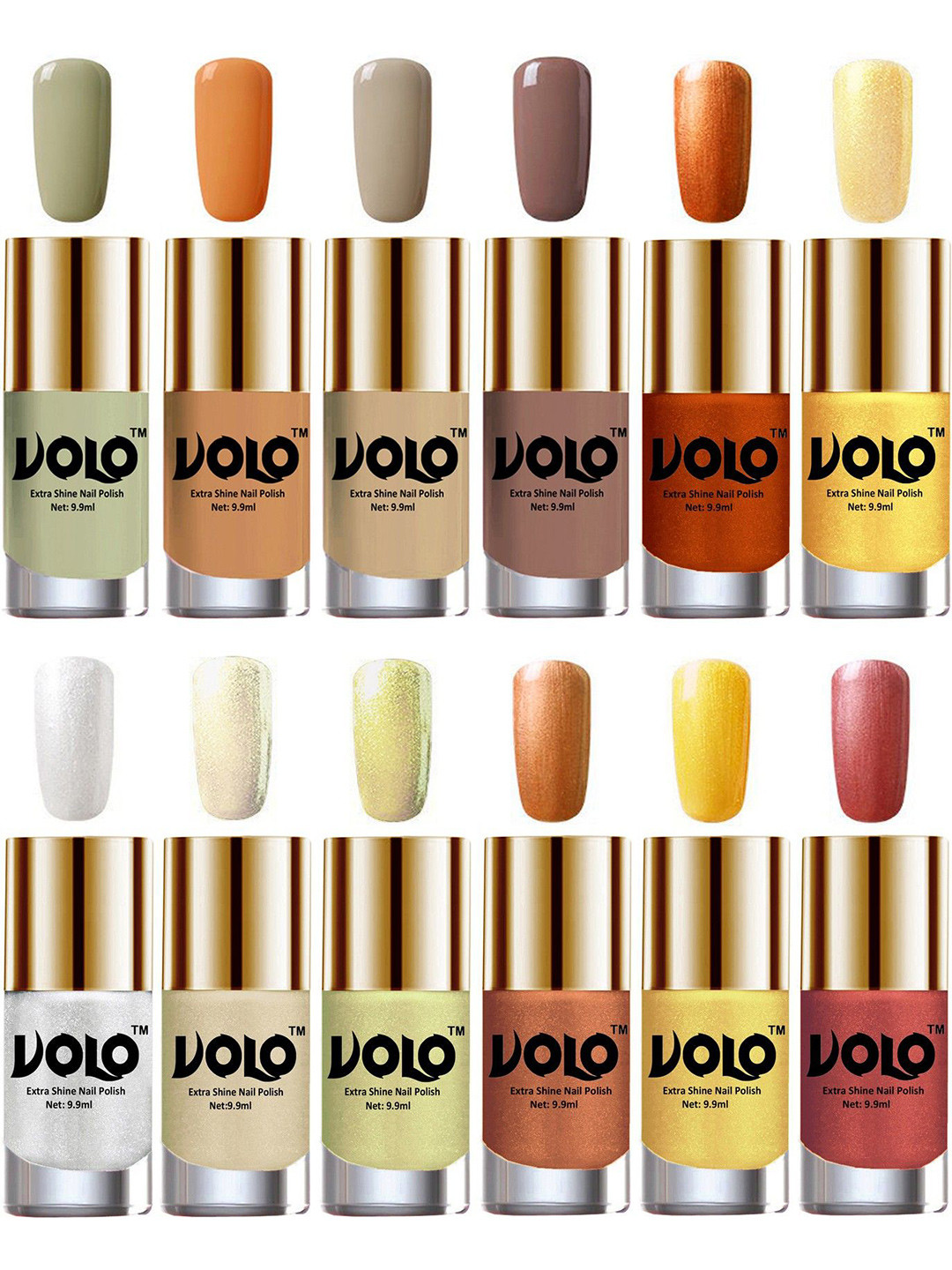 VOLO Set Of 12 Luxury Super Shine Nail Polish - 9.9 ml Each-Combo No-97