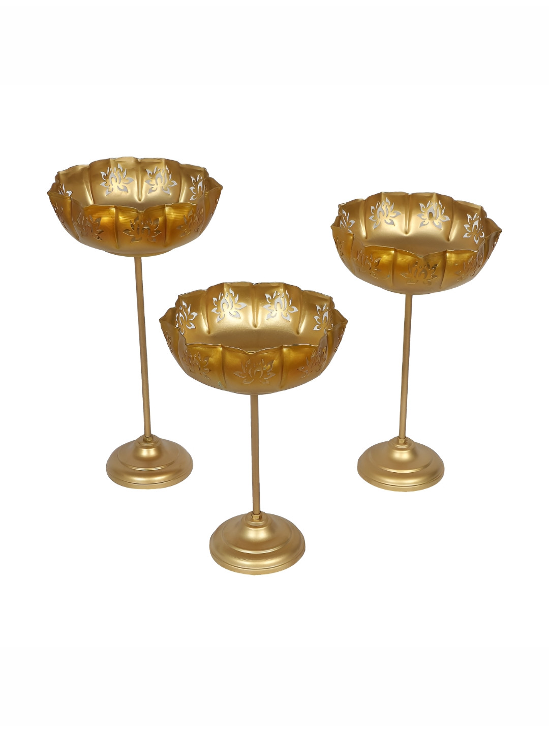 Amaya Decors Gold-Toned 3 Pieces Detachable Big Lotus Decorative Bowls