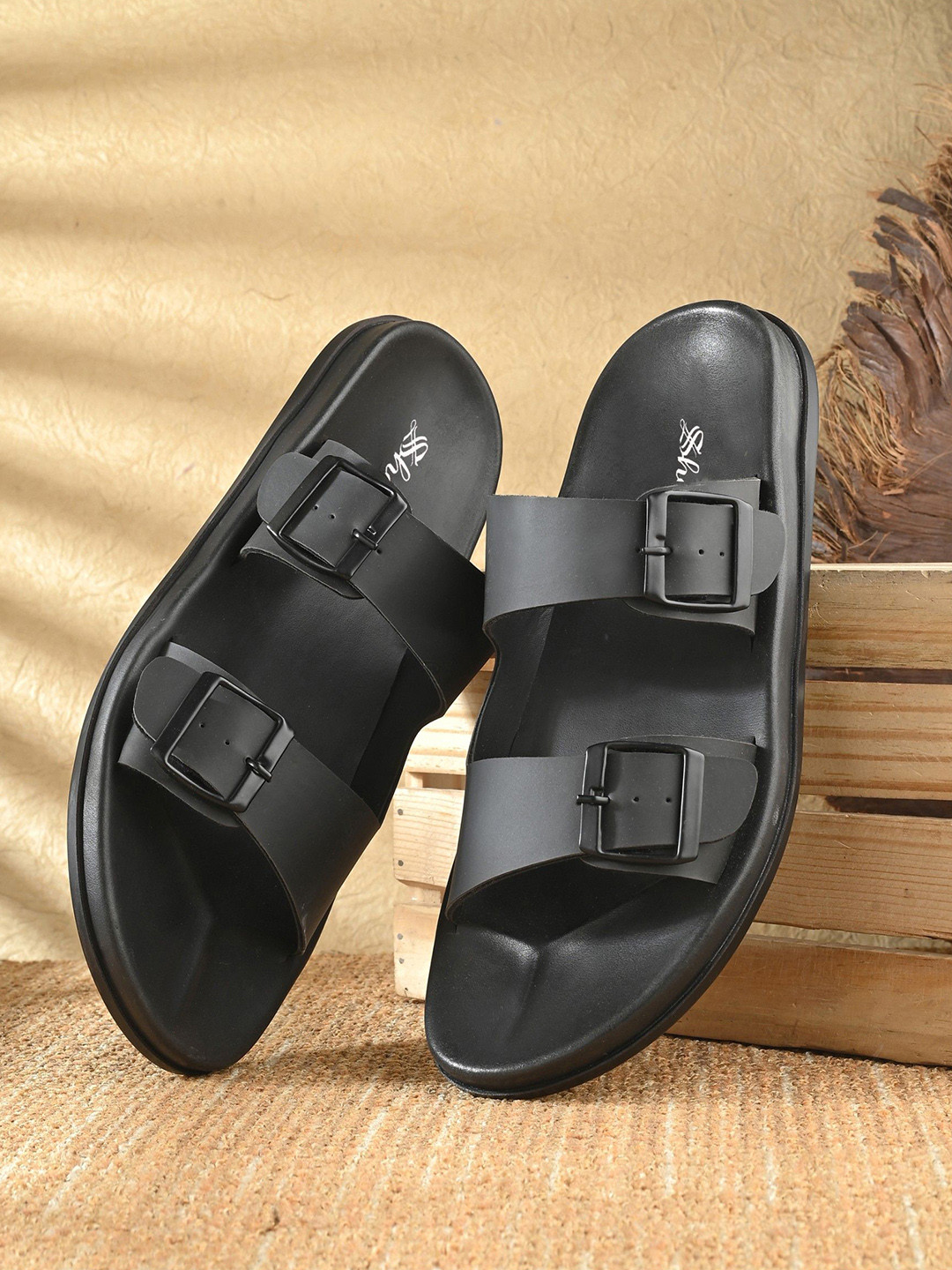 Comfort Sandals Shences Black Leather Slippers Buy Shences Black