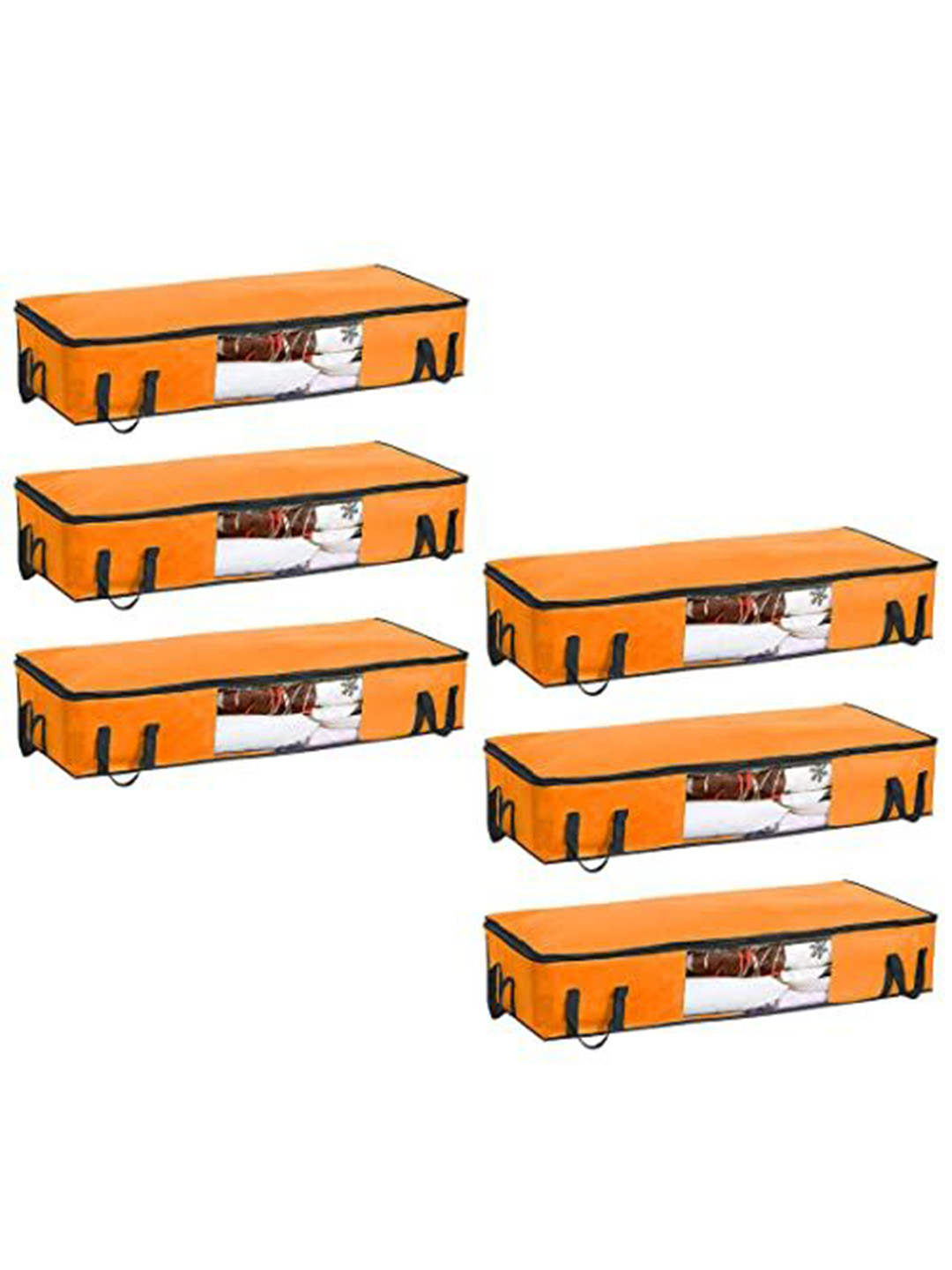 prettykrafts Orange & Black 6 Pieces Reusable Multi-Utility Organisers