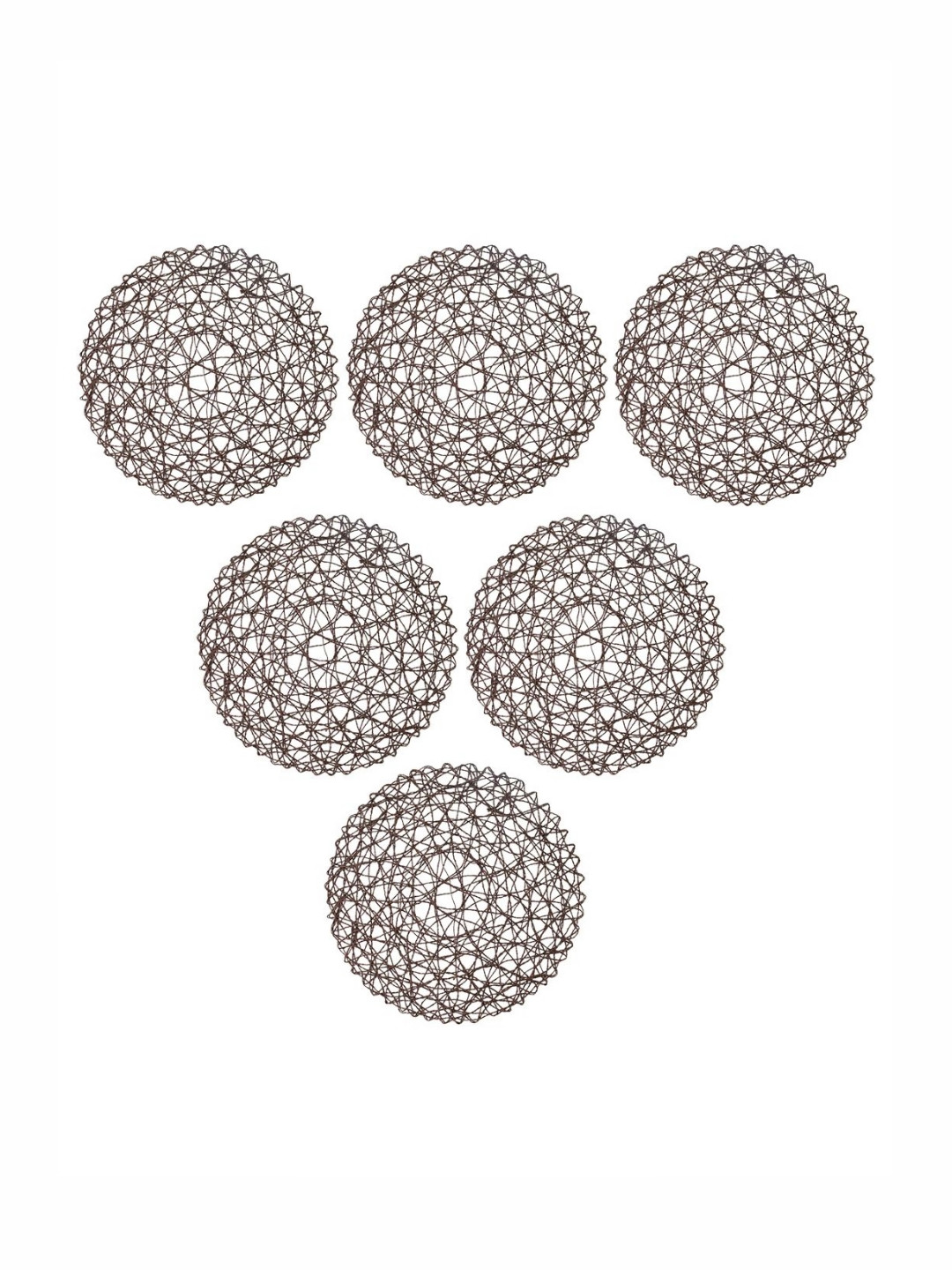 TIED RIBBONS Brown 6 Pieces Textured Round Dinning Table Placemats