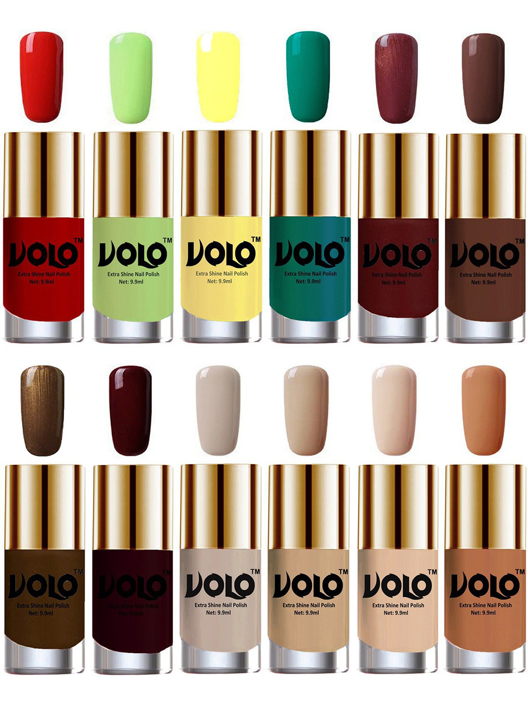 VOLO Set Of 12 Luxury Super Shine Nail Polish- 9.9ml Each- Combo- No- 318