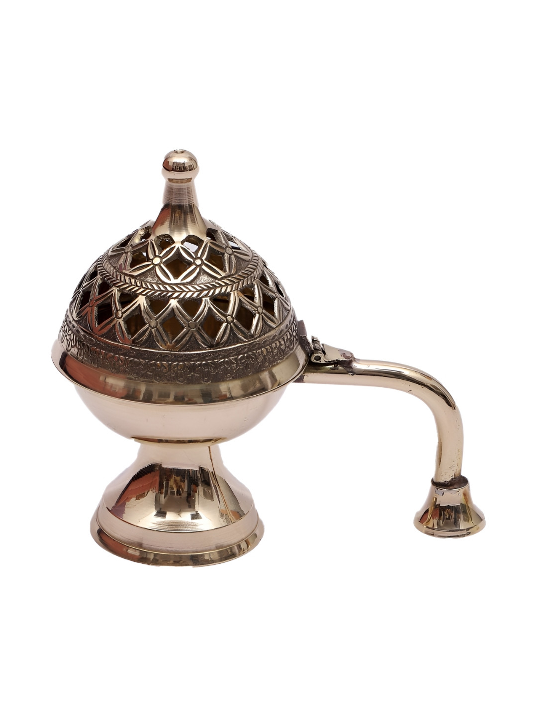 Amaya Decors Beige Textured Brass Dhoop Dani With Handle