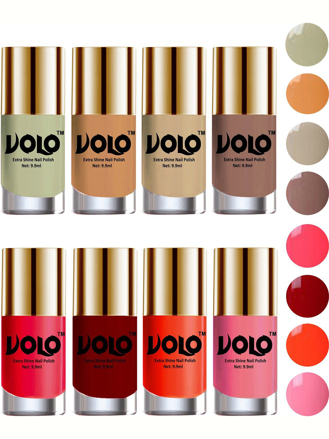 VOLO Set of 8 High-Shine Professional Nail Polish-9ml Each-Combo No-33