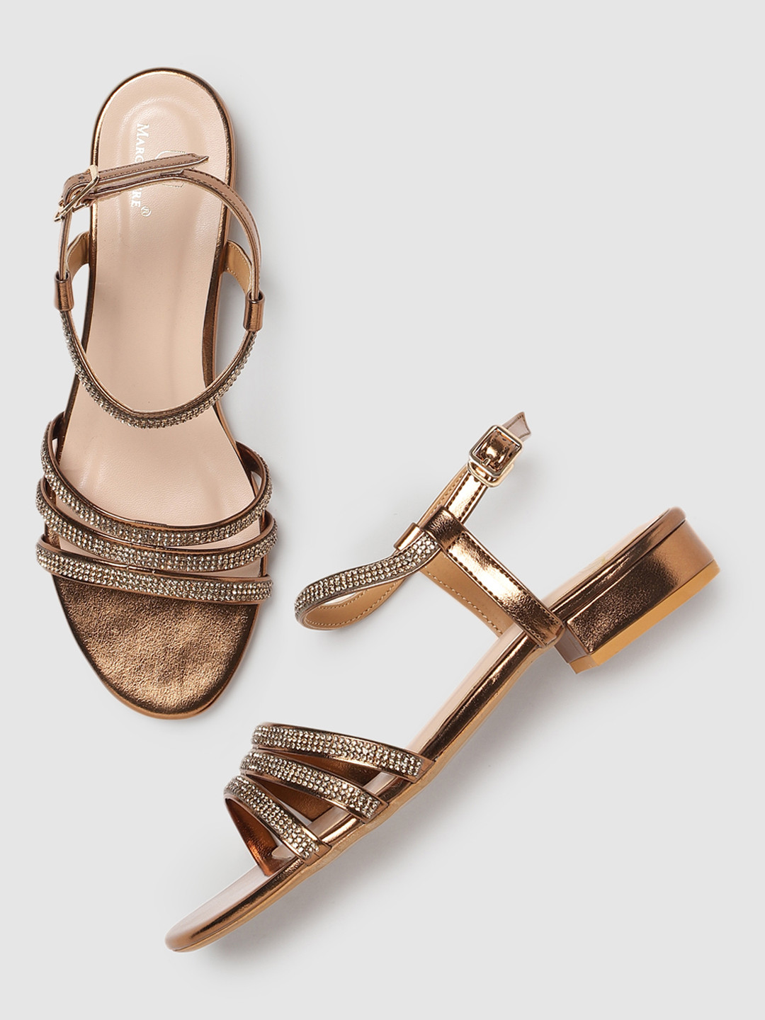 Marc Loire Women Embellished Stone And Beads Party Open Toe Flats