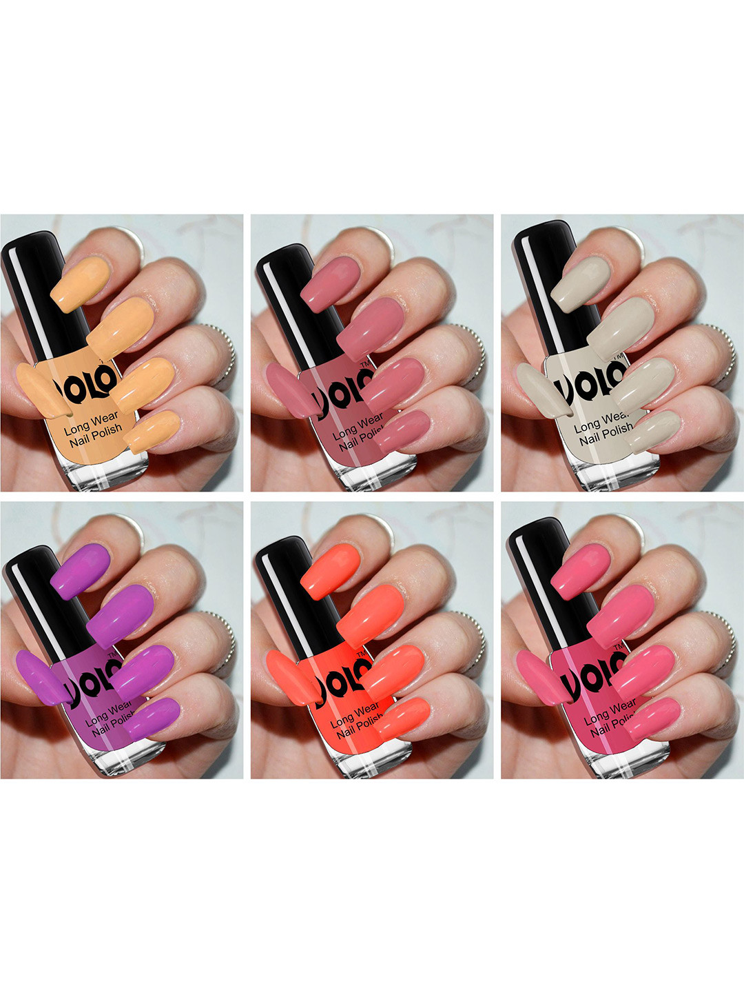 VOLO Set Of 6 Color Rich Perfection Shine Nail Polish - 5 ml Each - VT-051