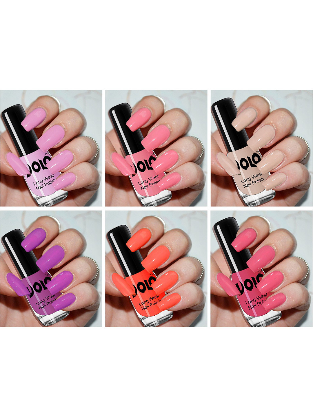 VOLO Set Of 6 Color Rich Perfection Shine Nail Polish - 5 ml Each- VT-085